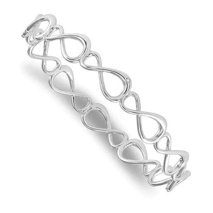 Sterling Silver Diamond Infinity Symbol Bangle - White