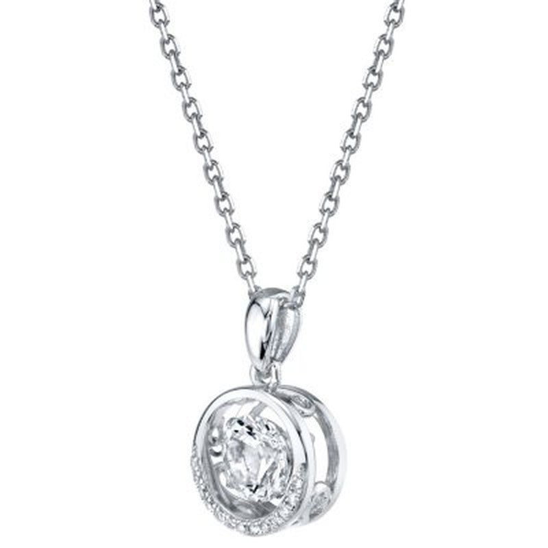 Sterling Silver Dancing Gemstone Circle with 0.05 CT. T.W. Diamonds Pendant