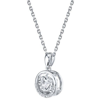 Sterling Silver Dancing Gemstone Circle with 0.05 CT. T.W. Diamonds Pendant