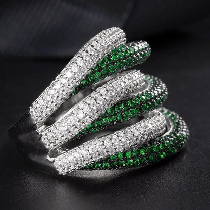 Luxury 925 Silver Natural Gemstones Ruby Emerald Cross Rings Birthstone Engageme