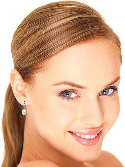 Galaxy Gold GG 8.3 Carat 14K Solid Rose Gold Diamond Sapphire Earrings Dangling