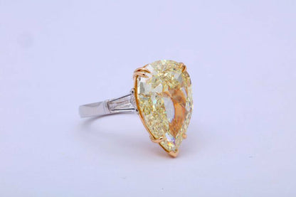 10 Carat Fancy Yellow Pear Shape Ring GIA Certified