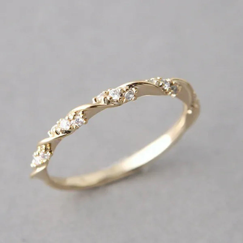 Simple and Exquisite Fashion Three-Color Rose Gold Gold Silver Women'S Ring, Cut