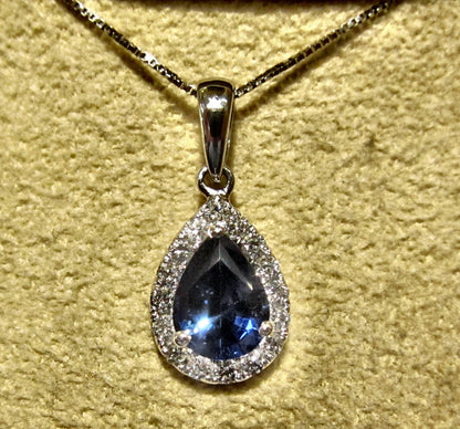 SAPPHIRE PEAR SHAPE DIAMOND ROUND BR SHAPE PENDANT SAPPHIRE DIAMOND PENDANT