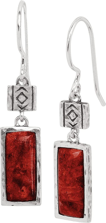 Silpada 'Gazania' Natural Coral Drop Earrings in Sterling Silver