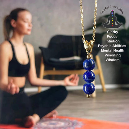Real Lapis Lazuli Necklace,Gold Necklace for Women, Angel Wing Pendant and Delic