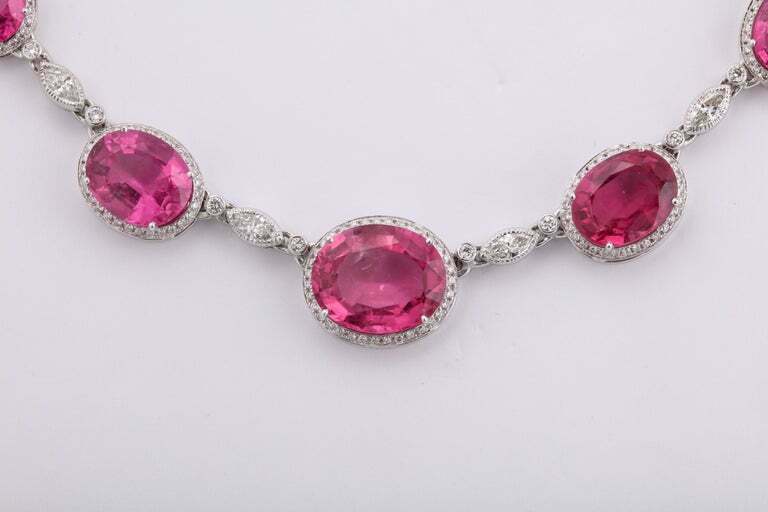 Pink Rubellite and Diamond Necklace