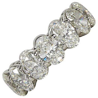 11.24 Carat Oval Shape Diamond Platinum Eternity Band Ring Anniversary Band