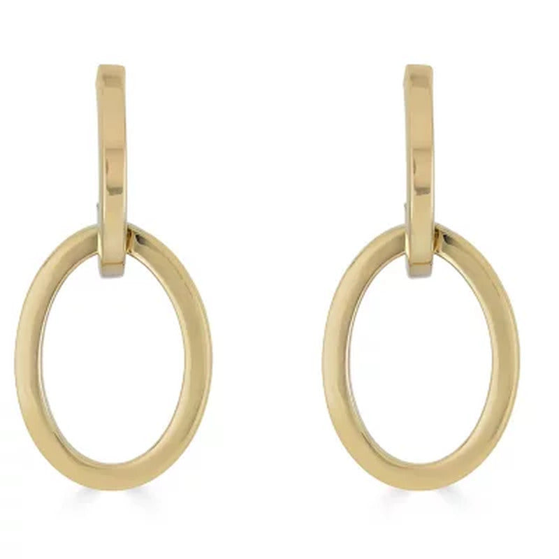14K Yellow Gold High Polish Door Knocker Earrings