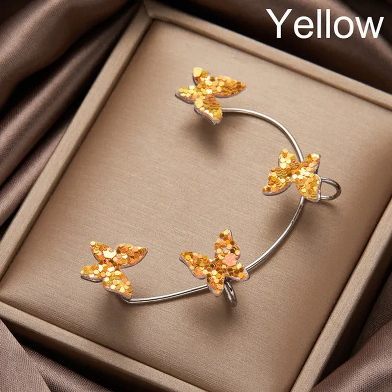 Women'S Fashion Diamond Colorful Butterfly Ear Clips without Piercing for Women
