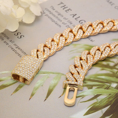 AEAW Moissanite Luxury Cuban Curb Miami Link Chain Bracelet for Men Rapper