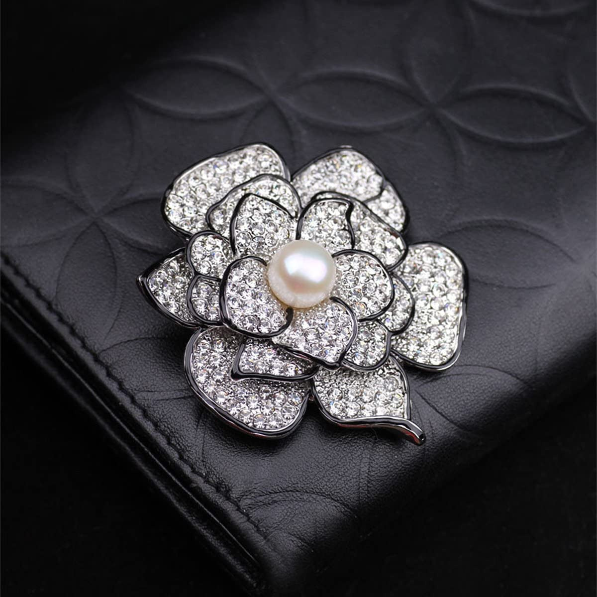 Sparkly Flower Brooch Pin for Women with Beautiful Created Crystal