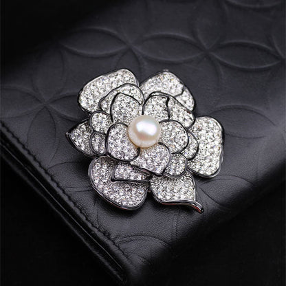 Sparkly Flower Brooch Pin for Women with Beautiful Created Crystal