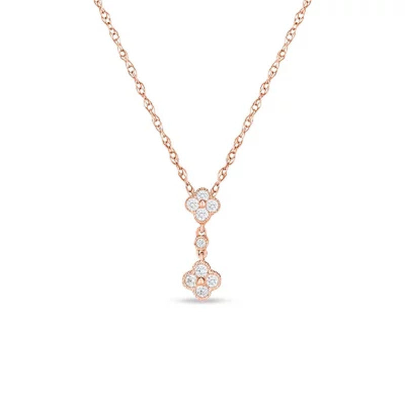 0.18 CT. T.W. Double Composite Flower Diamond Pendant in 14K Gold