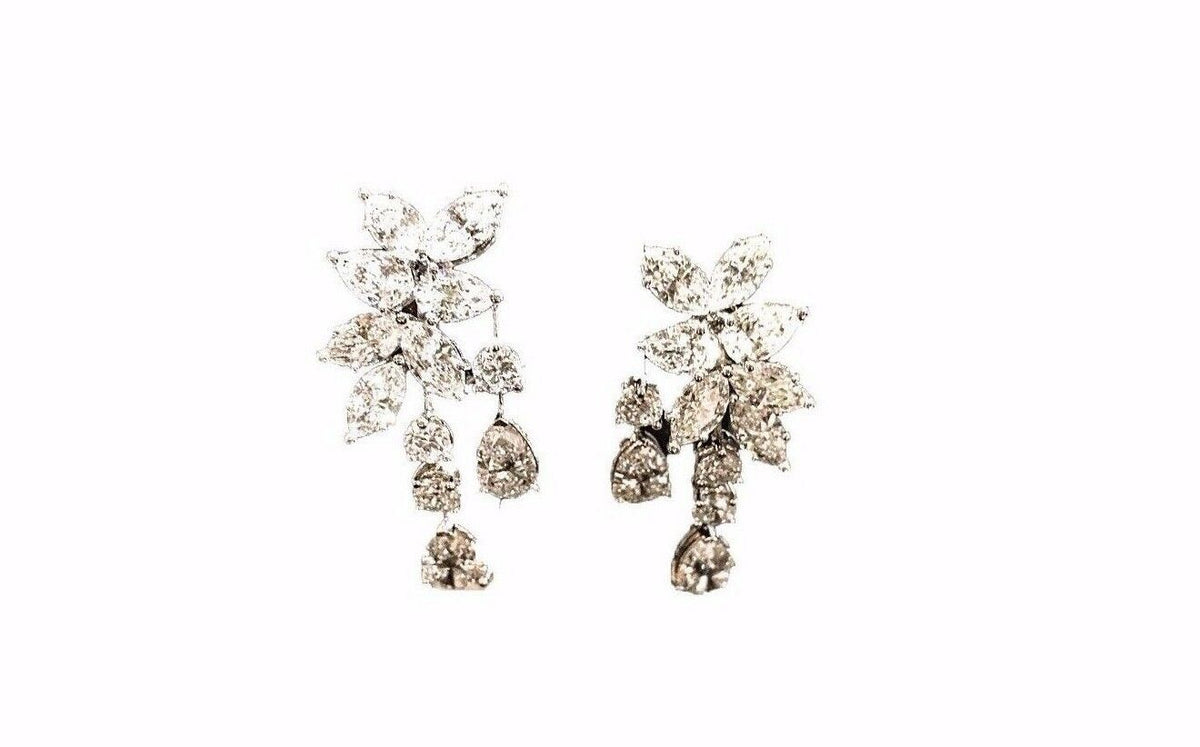 DIAMOND PEAR SHAPE MARQUISE SHAPE ROUND BRILLIANT SHAPE SET DANGLE EARRING