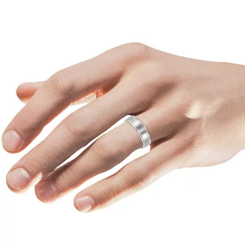 6Mm Brushed Finish Wedding Band in 14K White Gold