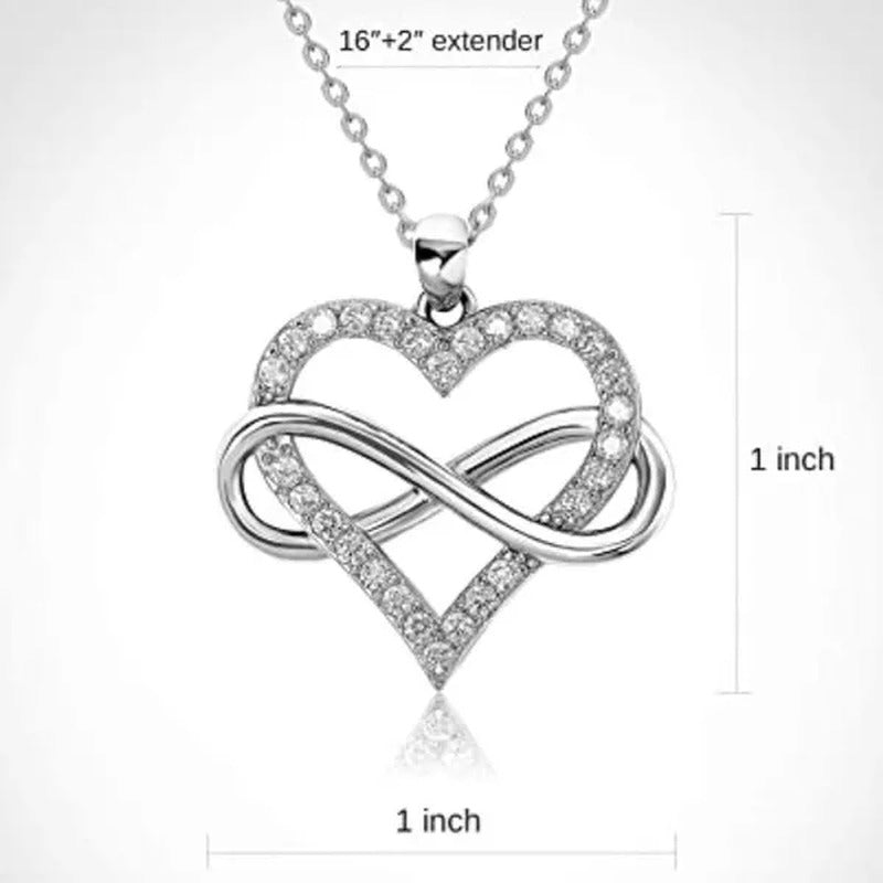 Bridal Romantic Wedding Necklace 925 Sterling Silver Diamond Infinity Heart Neck