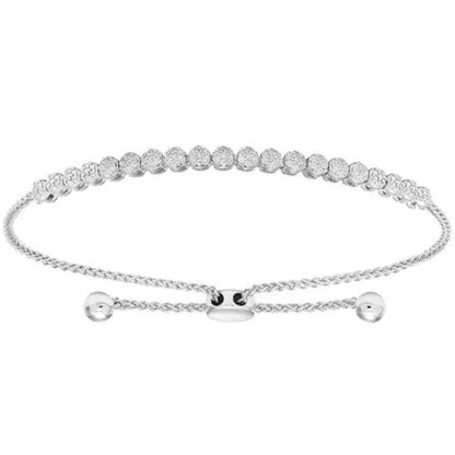 Sterling Silver and 0.25 CT. T.W. Diamond Tennis Style Bolo Bracelet