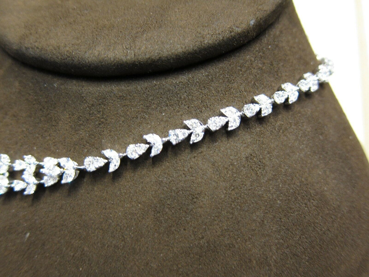 DIAMOND PEAR MARQUISE SHAPE NECKLACE 20 INCH LENGTH INCLUDING DROP 16 INCH NECK