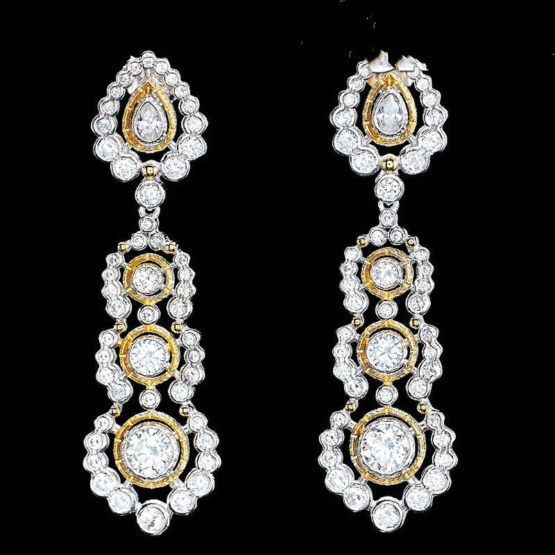 Light Luxury 925 Silver Gold-Plated Carved Zirconium Diamond Earrings