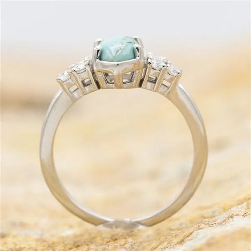 Newest 3Pcs/Set Women'S 18 K Gold Multilayer Hollow Turquoise Ring Band Exquisit