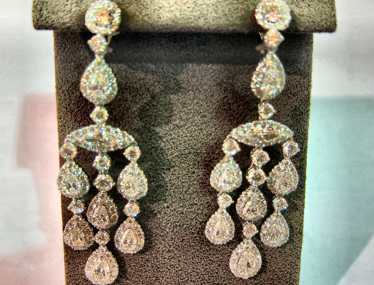 DIAMOND EARRING DANGLE 2 MARQUISE 14 PEAR SHAPE 222 ROUND SHAPE DIAMOND EARRING