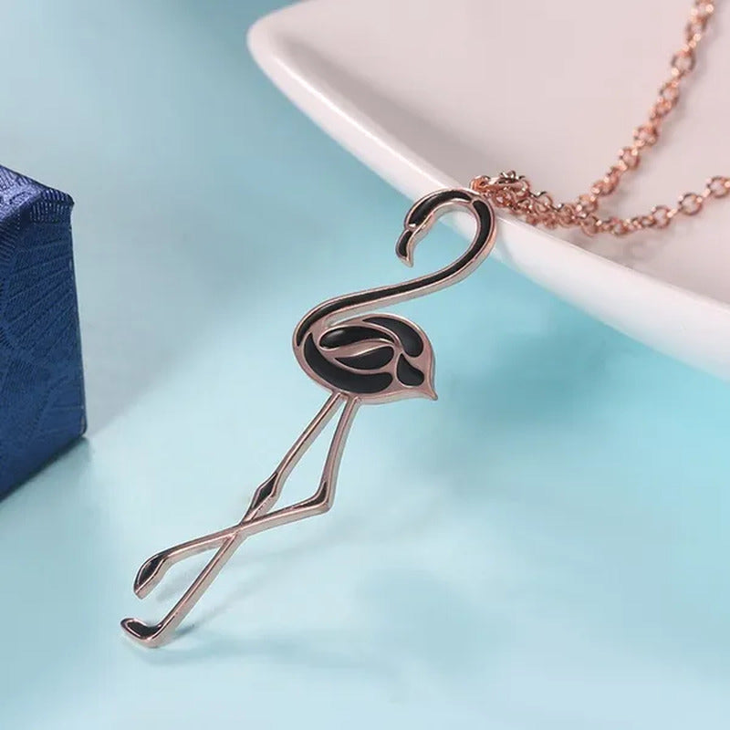 Romantic Elegant Engagement Wedding Linkchain Animal Shape Flamingo Pendant Neck