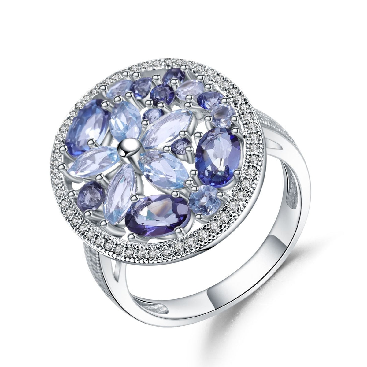 Gemstone Ring Women European and American Retro Natural Stone Topaz Crystal Ring