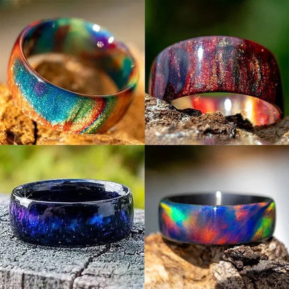 Exquisite Fashion Natural Rainbow Opal Ring 5 Colors Black,Blue Cloud,Dark Blue,