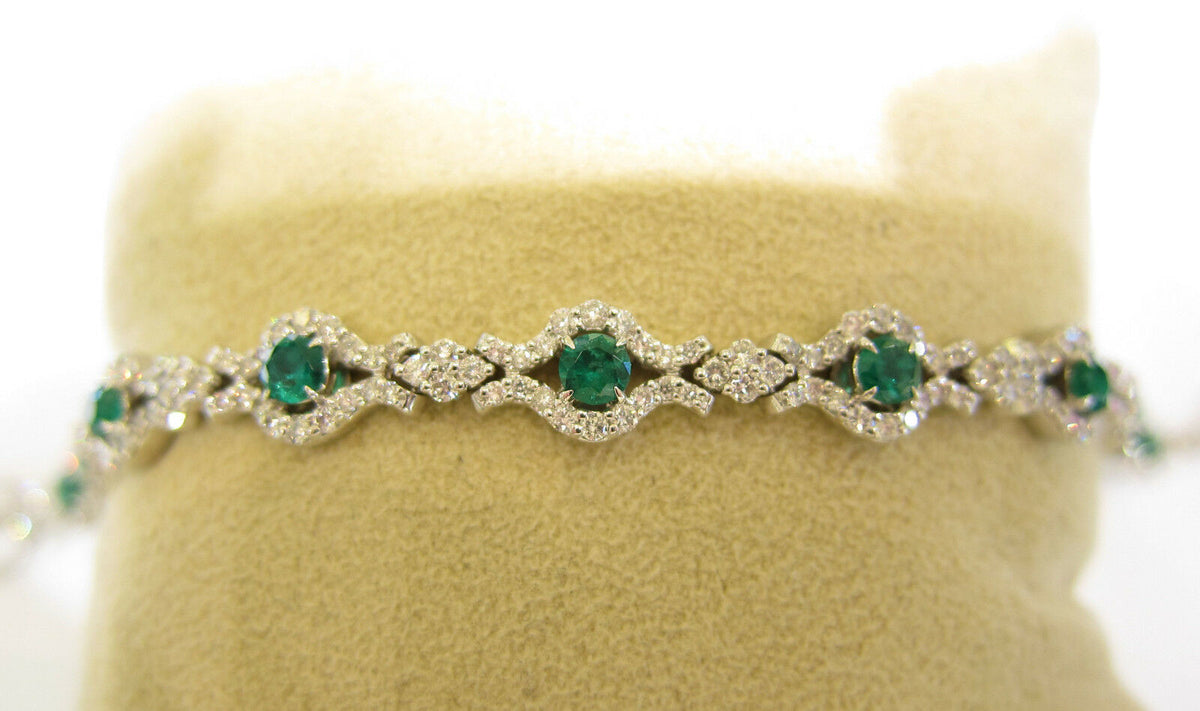 EMERALD 1.85 CT ROUND SHAPE DIAMOND 2.70 CT EMERALD DIAMOND BRACELET EMERALD