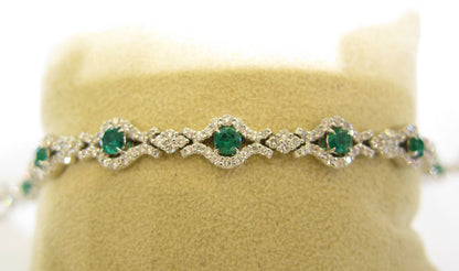 EMERALD 1.85 CT ROUND SHAPE DIAMOND 2.70 CT EMERALD DIAMOND BRACELET EMERALD
