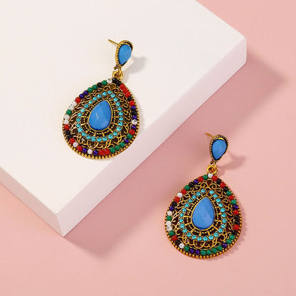 Hoop Earrings for Women,Occident Vintage Jewelry Bohemian Style Diamond Luxury D