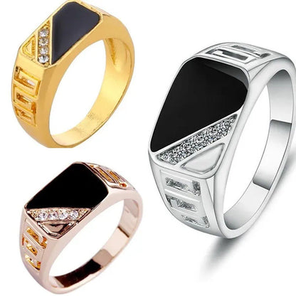 Fashion Male Jewelry Classic Color Wedding Ring Black Enamel Rings for Men Chris