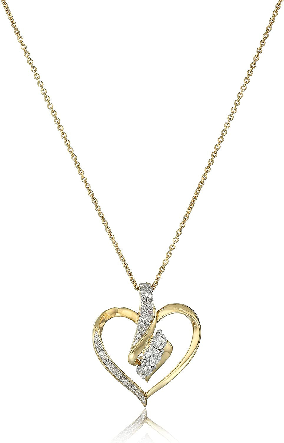Diamond 3 Stone Pendant Necklace (1/4 Cttw), 18"
