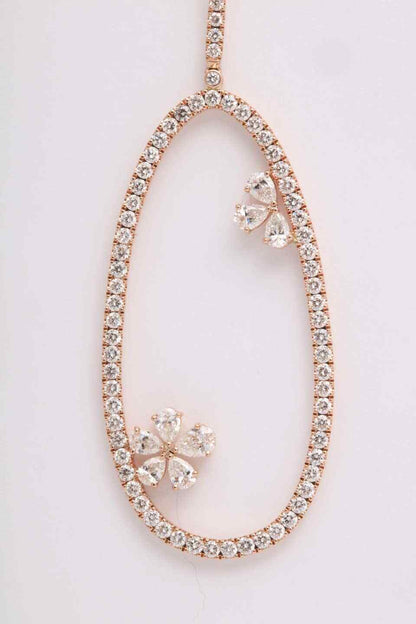 Diamond Dangle Earring with Flowers Rose Gold
