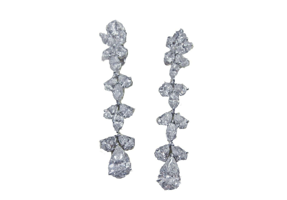 diamond earring two pear diamond drop 1.50 ct each, set round marquise pear cut