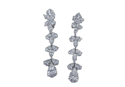 diamond earring two pear diamond drop 1.50 ct each, set round marquise pear cut