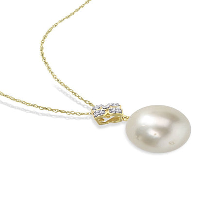 Miabella Women'S 12-13Mm South Sea Cultured Freshwater Pearl and Diamond Accent