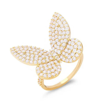 925 Silver Ring Butterfly Ring Statement Crown Ring Natural Gemstones Ring Weddi
