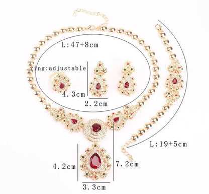 Fine Wedding Accessories African Beads Jewelry Sets Ruby Colorful Crystal Gold P