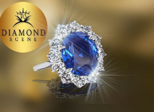 GIA CERTIFIED OVAL SHAPE SAPPHIRE 6.02 CT DIAMOND 2.88 CT ROUND BRILLIANT SHAPE