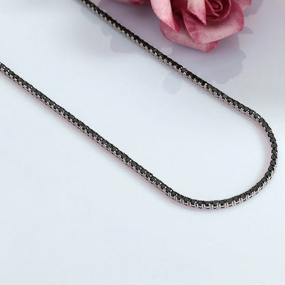 16-24 Inch (41-60 Cm) Real 925 Sterling Silver Tennis Chain Necklace Pave 3 Mm