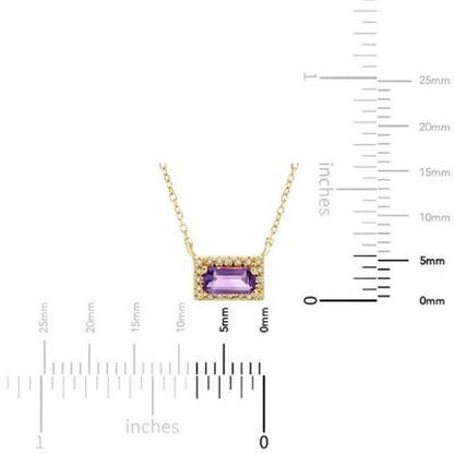 Amethyst and .06 CT. T.W. Diamond Baguette Pendant Necklace in 14K Gold
