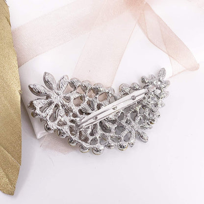 Vintage Austrian Crystal Flower Leaf Bouquet Clusters Large Big Brooch Pin for W