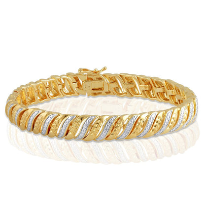 Arista Diamond Accent Fashion Bracelet 14K Gold over Brass, 7.5"