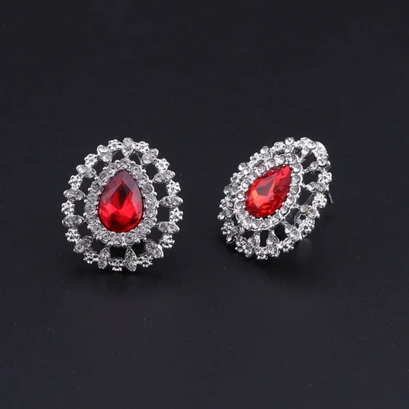 Vintage Turkish Women African Beads Jewelry Set Dubai Indian Crystal Ruby Weddin