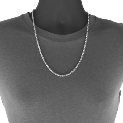 10K White Gold 5Mm Rope Chain Diamond Cut Pendant Necklace, Mens Jewelry with Lo