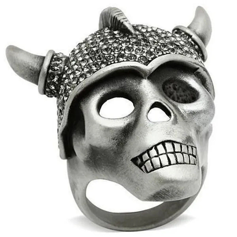 Alamode 3W021-9 Antique Silver White Metal Ring with Top Grade Crystal, Blac