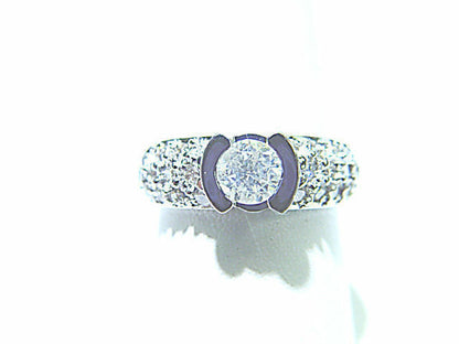 CERTIFIED ROUND BRILLIANT .65 CT PAVE DIAMOND .65 CT ENGAGEMENT RING H I1 14 K