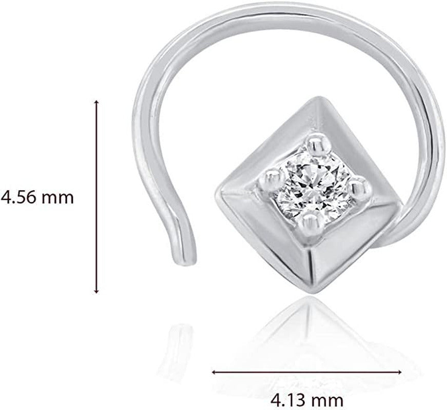 0.02 Ct round Natural Diamond 925 Sterling Silver Solitaire Stud Nose Pin